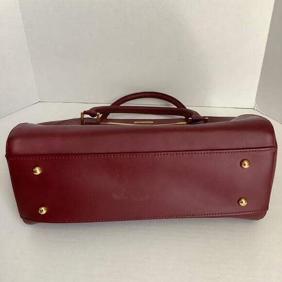 Joy & Iman Maroon Leather Matching Handbag Satchel Set with Shoulder Strap - Picture 9 of 16